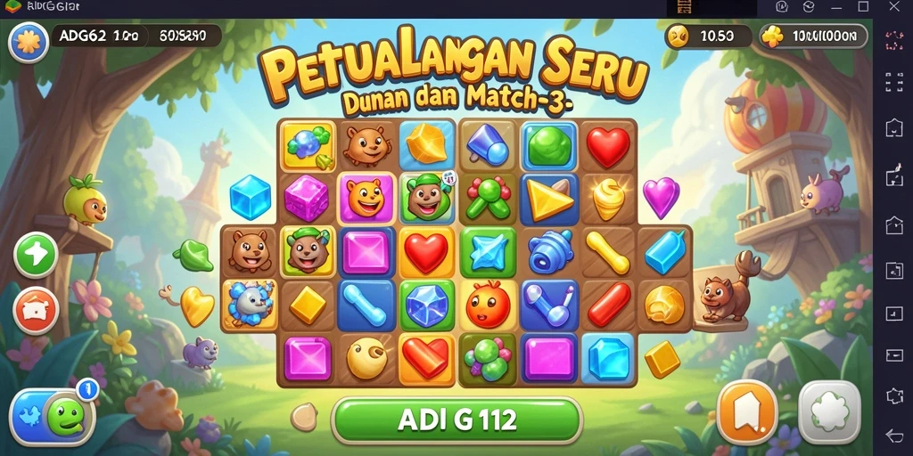 Tangkapan layar gameplay ADG62 menampilkan aksi Match-3 yang seru.