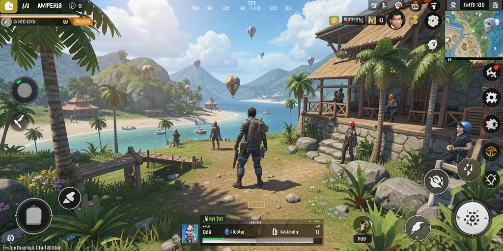 Tangkapan layar gameplay AMPER88 yang menampilkan dunia terbuka yang luas.