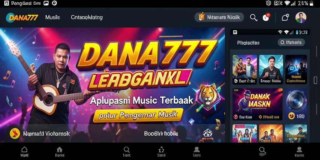 Tangkapan layar utama DANA777 menunjukkan antarmuka mendengarkan musik yang menarik.