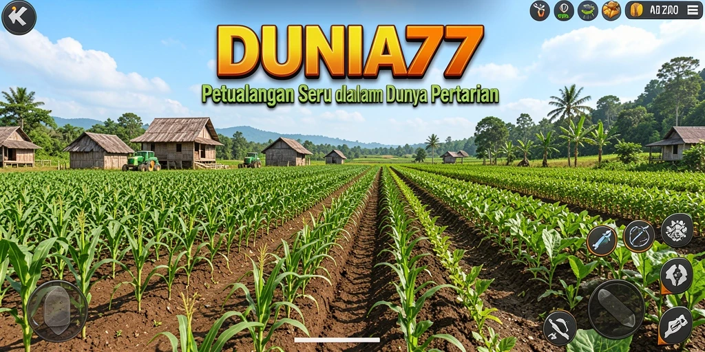 Screenshot DUNIA77 menunjukkan momen seru saat panen tanaman.
