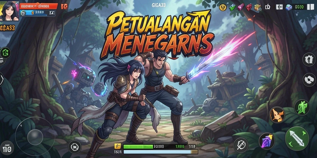 Tampilan gameplay GIGA33 yang menakjubkan dengan karakter anime yang dinamis.
