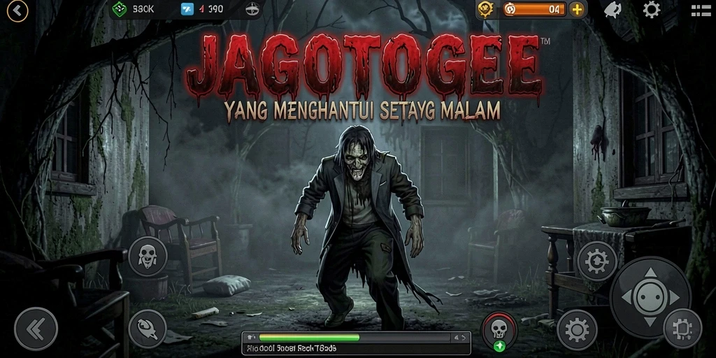 Gameplay JAGOTOGEL menampilkan suasana horror yang mencekam dan penuh ketegangan.