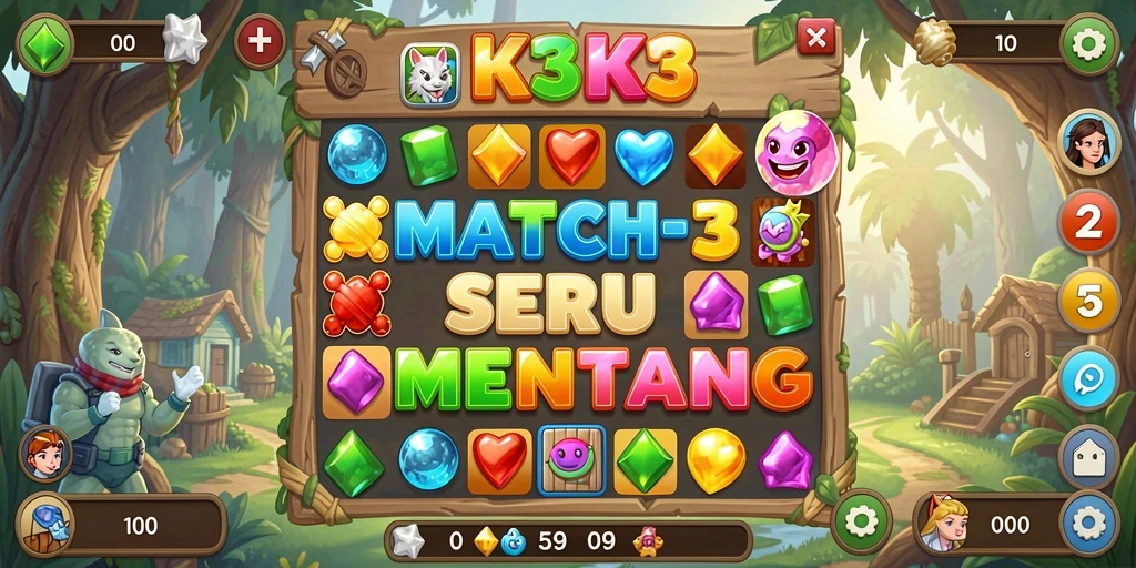 Tampilan gameplay K3K3 dengan elemen Match-3 yang menarik.
