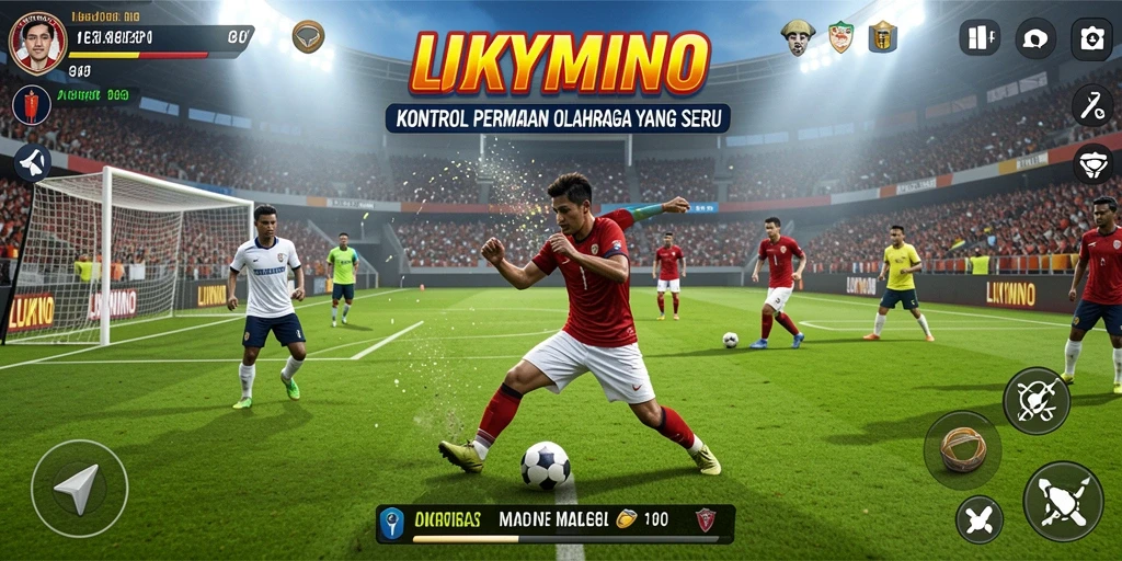Gameplay seru LUKYMINO yang menampilkan aksi olahraga yang dinamis.