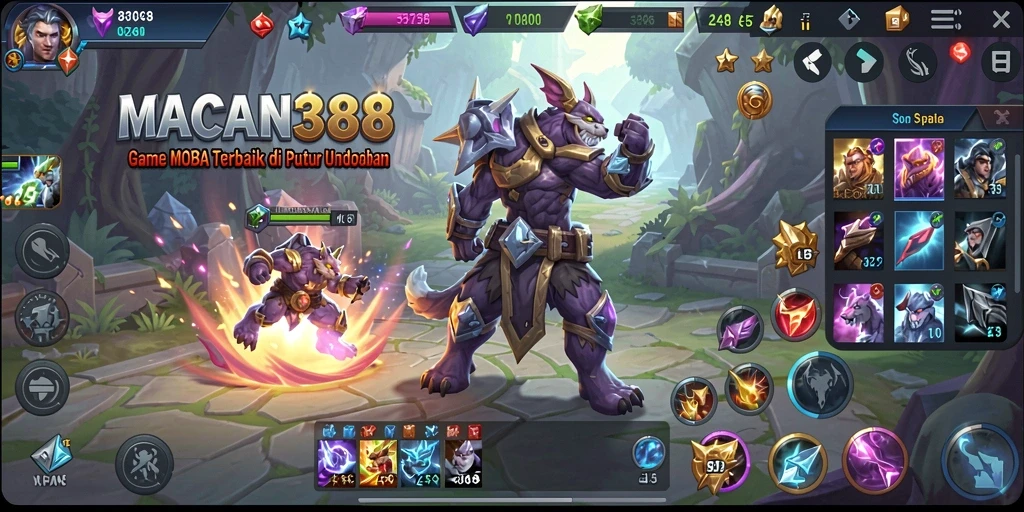 Tampilan seru dalam game MOBA MACAN388, penuh aksi.
