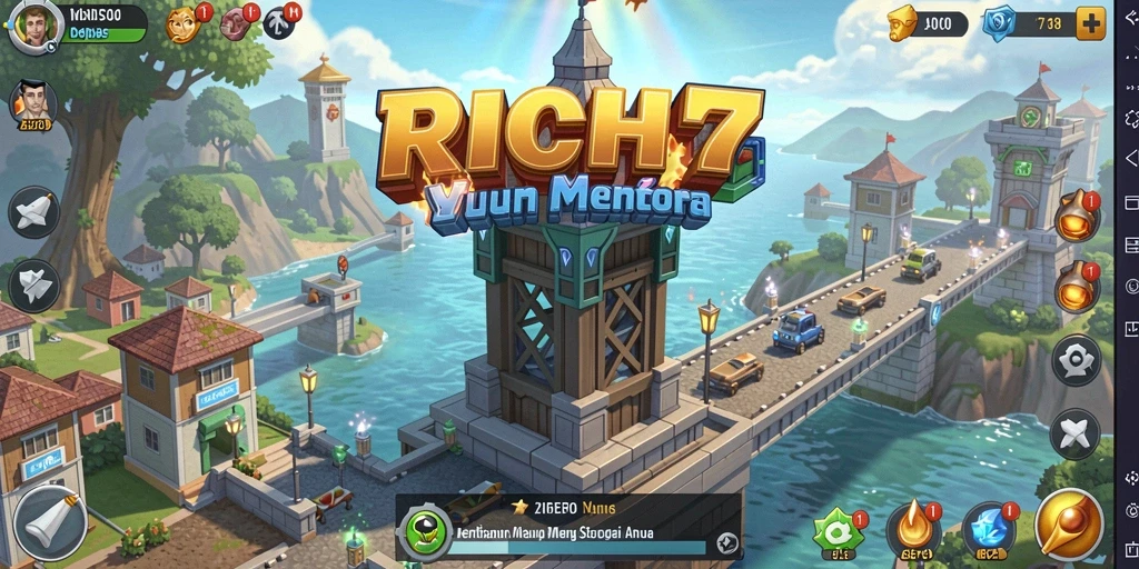 Tampilan gameplay menara pertahanan RICH7 yang seru dan mendebarkan.