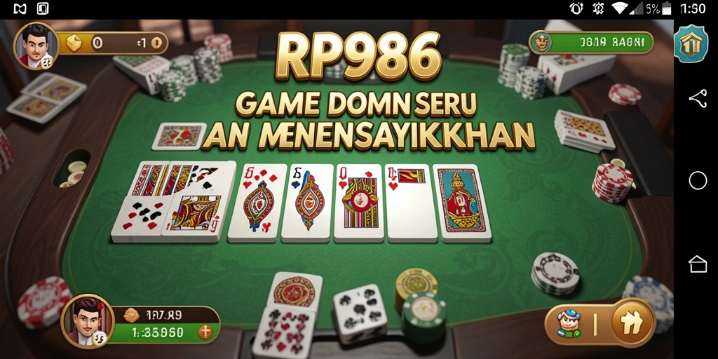 Screenshot gameplay RP886 menampilkan suasana permainan domino yang seru.
