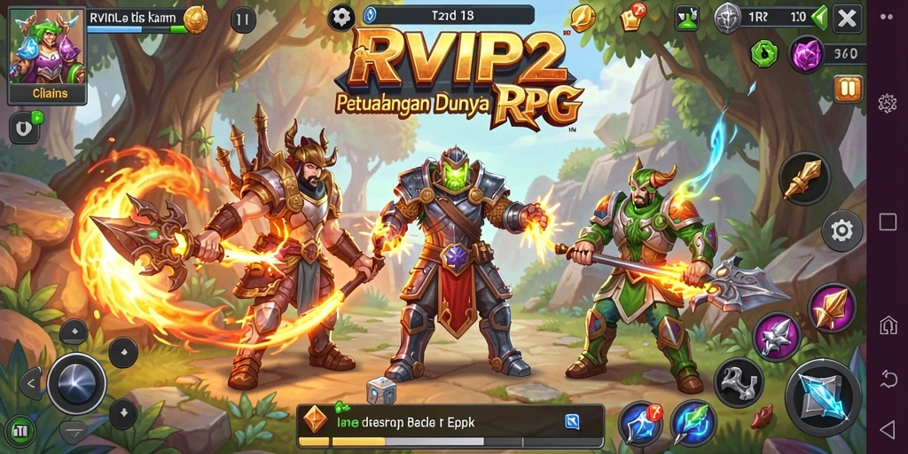 Tangkapan layar dari gameplay RPG menakjubkan di RVIP2.